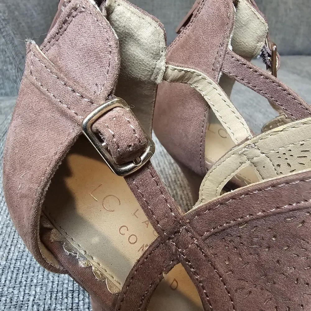 Lauren Conrad Pierced Faux Suede Leather Sandal Open Toed Heels Women's Size 8.5